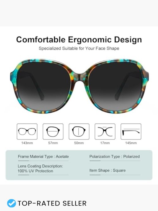Oversized Square Polarized Sunglasses Retro Trendy Big Shades UV Protection main image 5